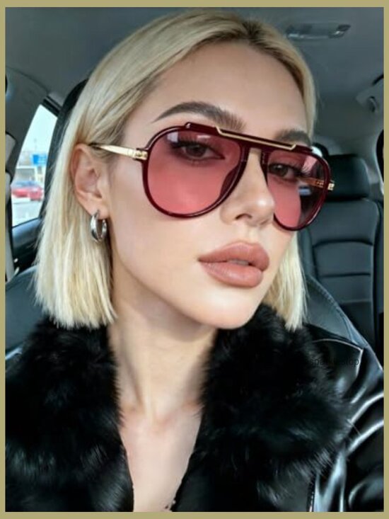 Oversized Aviator Sunglasses Gold Metal Tangle Free Retro main image 3